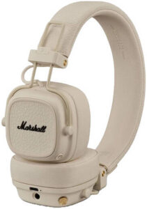 Marshall Major V Bluetooth Headphones, 40mm Dynamic Drivers, Bluetooth 5.3 Wireless Connectivity, 3.5mm Input/Output Wired Connectivity, Rugged & Foldable Design, Cream | 1006833