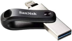 Sandisk 128 GB iXpand Flash Drive Micro USB, USB 3.0, Flexible Lightning Connector, Automatic iPhone Backup Drive, High Speed File Transfer Storage, Black | SDIX60N-128G-GN6NE