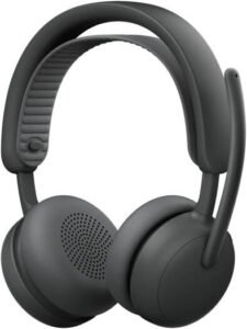 Logitech Zone Wireless 2 ES for Business Headphones, 40mm Driver Size, 2 Noise-Canceling Mics with AI Algorithms & Mic EQ, Teams Version, with Receiver, Graphite | 981-001586