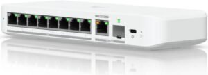 Ubiquiti Flex 2.5G Switch, 8x 2.5 GbE RJ45 Ports, 60 Gbps Switching Capacity, 45 Mpps Forwarding Rate, Port Isolation & Mirroring, Flow & Storm Control, White | USW-Flex-2.5G-8
