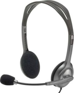Logitech H111 Stereo Headphones, Bi-directional Microphones Type, Adjustable Headband, 1.3m Cable Length, 3.5mm Audio Jack, Black | 981-000593