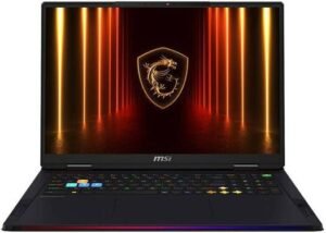 MSI Raider 18 HX AI A2XWIG Gaming Laptop, 18″ QHD+ IPS 240Hz Display, Intel Core Ultra 9 285HX, 32GB RAM, 1TB SSD, GeForce RTX 5080 16GB GPU, ENG Keyboard, Windows 11 Home, Black | 9S7-182432-420