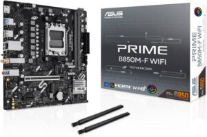ASUS PRIME B850M-F M-ATX AM5 Motherboard, AMD B850 Chipset, 2x DDR5 DIMM Slots, Up to 128GB Max Memory, 1x PCIe 5.0 x16, 2x M.2 Slots, WiFi & BT Connectivity | 90MB1N80-M0EAY0
