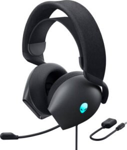 Dell Alienware AW520H Wired Gaming Headset, 40mm Driver Size, RGB Lighting, 20Hz-40KHz Frequency Response, Retractable Microphone, Hi-Res Audio, Dark Side of the Moon | 545-BBFH