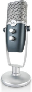 AKG Ara (C22-USB) Dual-Pattern USB Condenser Microphone 24-bit/96kHz Resolution, Cardioid & Omnidirectional Modes, Plug-and-Play for PC/Mac/iOS/Android, Silver | AKG-C22-USB