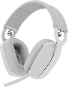 Logitech Zone Vibe 100 Wireless Headset, 40mm Audio Drivers, Bluetooth Connectivity, Up to 30m Range, Flip-to-Mute NC Mic, 20H Battery Life, Memory Foam & Fabric Cushioning, USB-C, White | 981-001219