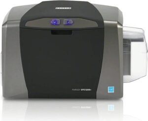Fargo DTC1250e Single Sided ID Card Printer, 300 dpi (11.8 dots/mm) Resolution, Up to 16.7m Color Display, Up to 6 Sec/Card Printing Speed, Up to 30 Cards Hopper Capacity, Gray | DTC1250e-Single-Sided