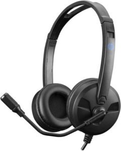 HP DHE-8009 Stereo Headphones 40mm Driver Diameter Noise-Cancelling Microphone 3 5mm Audio Jack Black DHE-8009