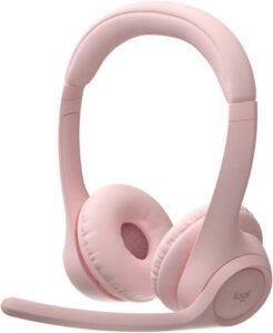 Logitech Zone 300 Wireless Headset, 30mm Driver Size, Dual Beamforming Mics with Noise-Canceling Algorithms, Bluetooth 5.3 Connectivity, 1m USB-C Charging Cable, Rose | 981-001412