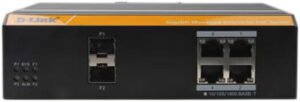 D-LINK Industrial Managed PoE Switch, 4 Port Gigabit PoE Switch, 2 SFP Uplink Ports, High EMC Endurance, 120W PoE Budget, IP40 Metal Housing, Surge Protection, VLAN QoS Support, Black | DGS-F3004P-2S
