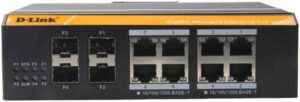 DLINK Industrial Managed PoE Switch, 8 Port Gigabit PoE Switch, 2 SFP Uplink Ports, High EMC Endurance, 120W PoE Budget, IP40 Metal Housing, Surge Protection, VLAN QoS Support, Black | DGS-F3008P-2S