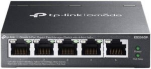 TP-LINK ES205GP Omada 5-Port Gigabit Switch, Easy Managed, with 4-Port PoE+, 65W Power Budget, Automatic Loop Prevention, VLAN, IGMP Snooping, Black | ES205GP