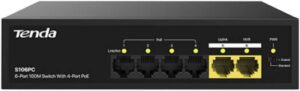 Tenda S106PC 6-Port 10/100/1000Mbps Gigabit Ethernet Desktop Switch with Metal Case and Plug-and-Play Design, 50W Maximum Output Power | S106PC