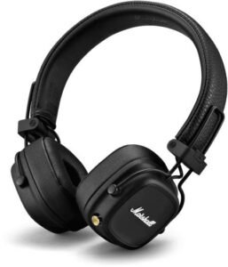 Marshall Major IV Foldable Bluetooth Headphones, With Wireless Charging, 80 Hours of Playtime, 20Hz – 20kHz Frequency Response, 40mm Speaker Diameter, Over Ear, Black | Major IV
