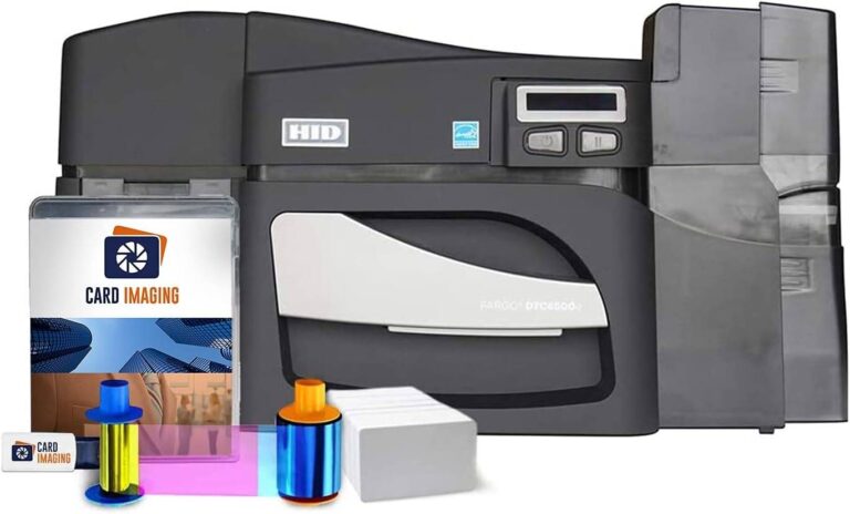 Card Imaging Fargo DTC4500e Dual side ID Card Printer and Supplies Bundle Software