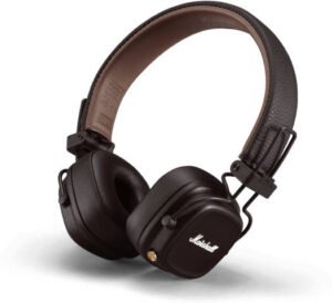 Marshall Major IV Foldable Bluetooth Headphones, With Wireless Charging, 80 Hours of Playtime, 20Hz – 20kHz Frequency Response, 40mm Speaker Diameter, Over Ear, Brown | Major IV