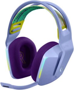 Logitech G733 LightSpeed Wireless RGB Gaming Headset, PRO-G 40mm Driver, 6mm Cardioid Pickup Pattern Microphone, DTS Headphone X 2.0 Surround Sound, 16.8m Light Color, Lilac | 981-000890