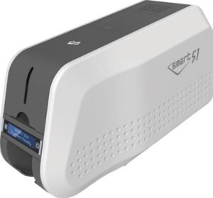 SMART 51S Single Sided ID Card Printer, Fast Printing, 17 Seconds Per Card (YMCKO), 300, 600 & 1200dpi with Edge-to-Edge Printing, 100 cards, 1 Color Ribbon | IDP SMART-51S