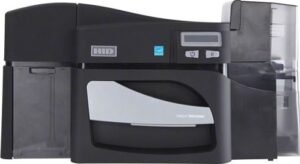 HID Fargo DTC4500e Dual-Sided ID Card Printer, Dual-Sided Card Lamination, Dye Sublimation, Color YMCKO Print Speed 16 sec/card, Black | 055400