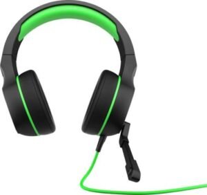 HP Pavilion Gaming Headset 400, Sleek Gaming Head-Band, with Microphone, Wired 3.5mm jack, Black/Green – 4BX31AA HPG | HP-HS-PAV-400-BLK