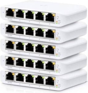 Ubiquiti Networks UniFi USW Flex Mini 5-Port Gigabit Managed Switch, with USB-C Power Adapter, 10 Gb/s Switching Capacity, 7.44 Mpps Fwd Rate, Pack of 5, White | USW-Flex-Mini-5