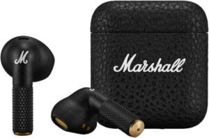 Marshall Minor IV Wireless In-Ear Headphones, 12mm Dynamic Driver, Bluetooth Connectivity, Touch Response Controls, Up to 30+ Hours Playtime in Case, 10m Wireless Range, Black | 1006653