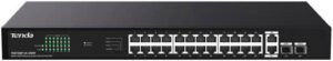 Tenda 26GE+2SFP Ethernet Switch With 24-Port PoE Dedicated for SMB Networking & Surveillance, 41.7 Mpps Packet Forwarding Mode, 56 Gbps Switch Capacity | TEG1128P-24-250W