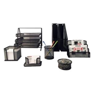 Deluxe Metal Mesh Desktop Set of 8, Black
