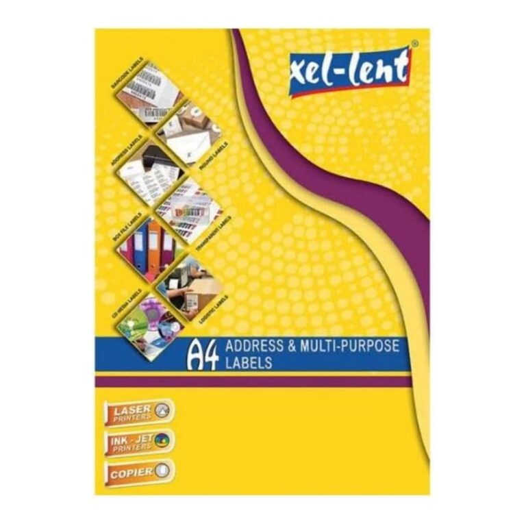 xel-lent 1 label/sheet, straight corners, A4 210 x 297 mm, 100 sheets/pack, White