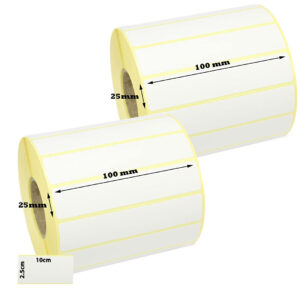 Generic 100mm x 25mm Direct Thermal Barcode Labels – 2 Rolls