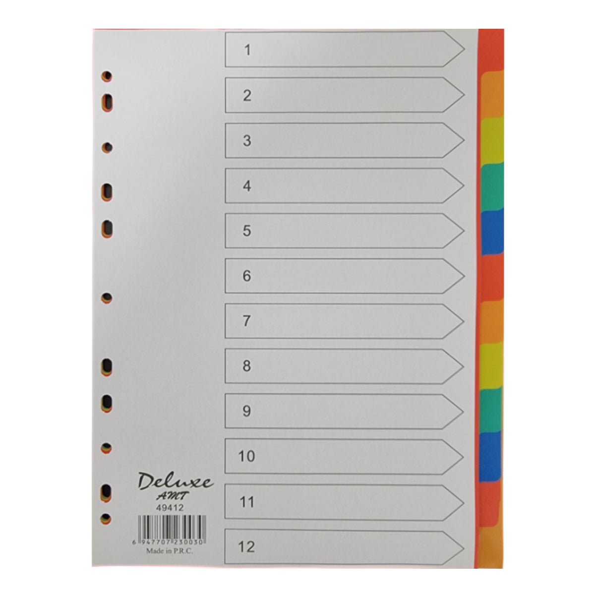 Deluxe Divider Plastic Colored A4, 12 Tabs - Image 1