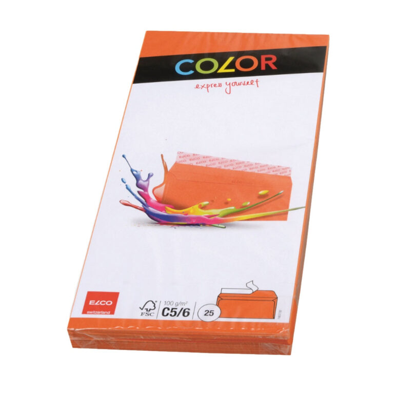 Elco Color Envelope C5/6 DL, 4.5″ x 9″, 100g, 25/pack, Orange