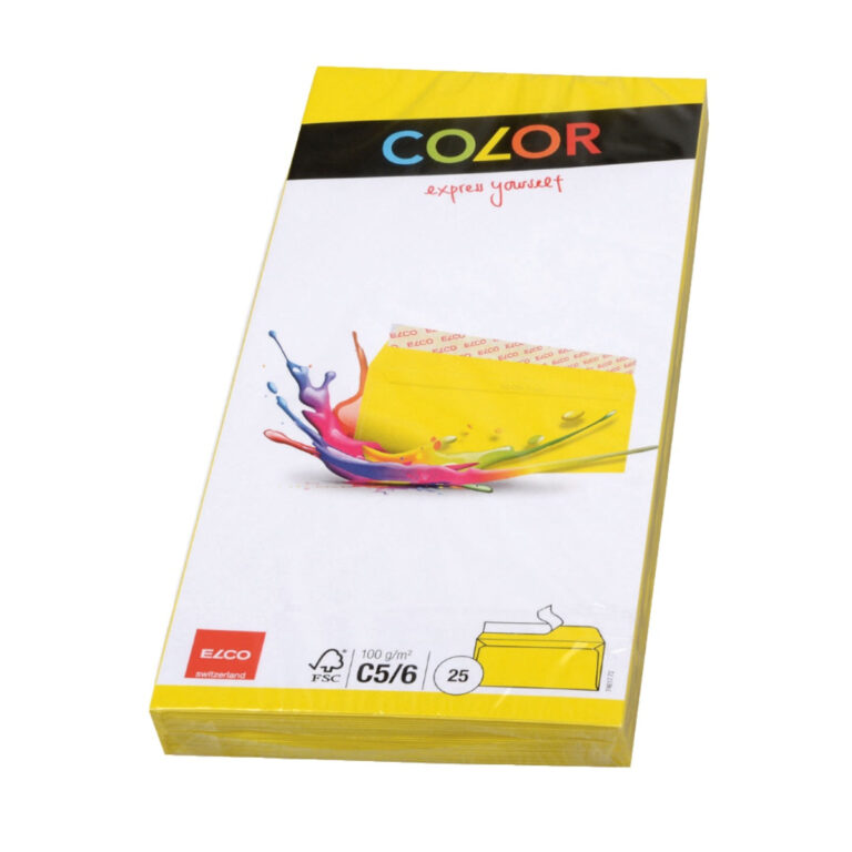Elco Color Envelope C5/6 DL, 4.5″ x 9″, 100g, 25/pack, Yellow