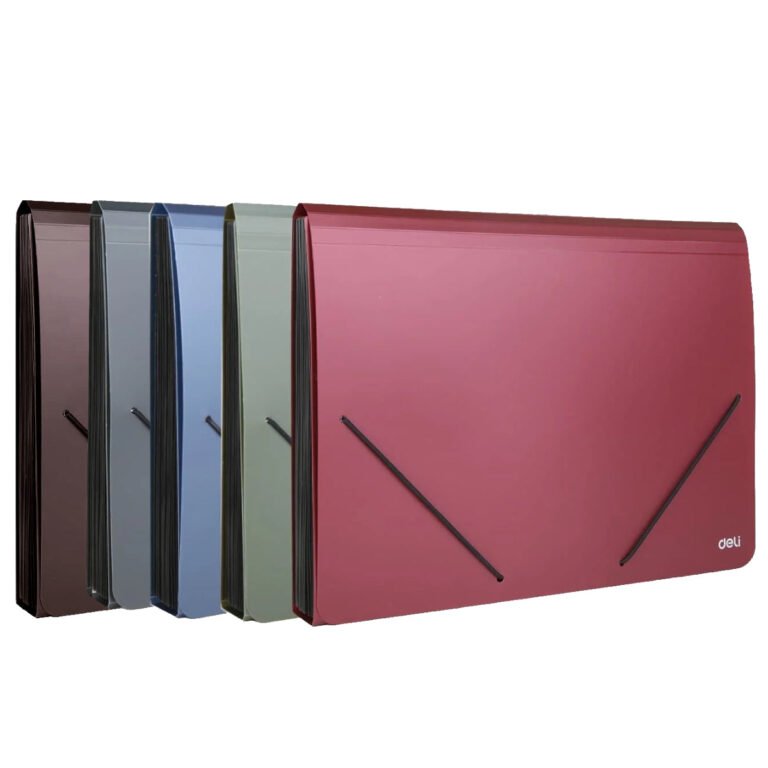 Deli Expanding File A4 with elastic fastener, 12 pockets, Assorted Colors