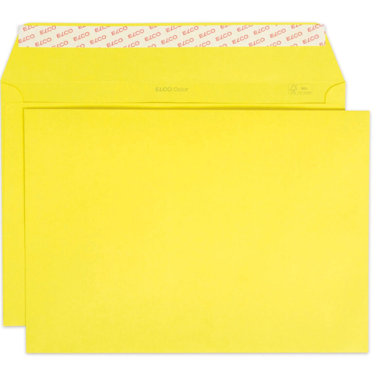 Elco Color Envelope C4, 9″ x 12.75″, 120g, 50/box, Bright Yellow