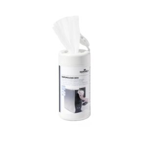 Durable SUPERCLEAN BOX Moist Cleaning Wipes for plastic surfaces, 100/tub