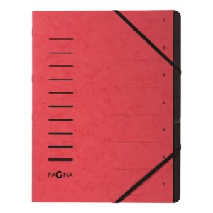 Pagna Manila Folder A4, 7 tabs, with elastic fastener, Red/Black