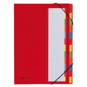 Pagna Filing Book A4, 12 colored tabs, with elastic fastener, Red