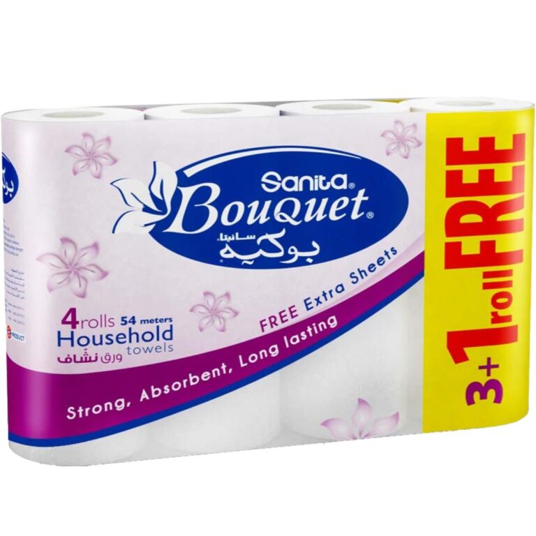 Sanita Bouquet Kitchen Rolls 2 Ply – 4 Rolls (3+1 Pack)