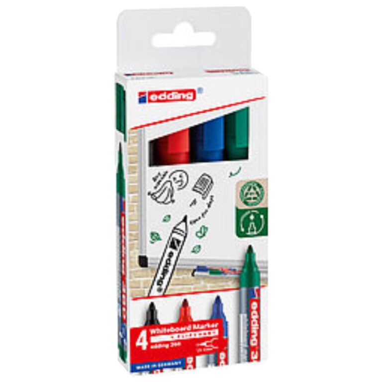 edding 360 Whiteboard/Flipchart Marker Set, 1.5-3mm Bullet Tip, 4/set