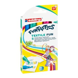 edding 17 FUNTASTICS – TEXTILE FUN Marker Set, 2-3mm Bullet Tip, Set of 5