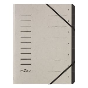 Pagna Manila Folder A4, 7 tabs, with elastic fastener, Light Grey/Black