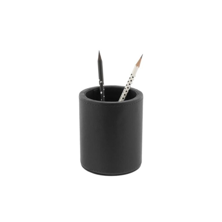 Konrad S. Pen Holder Round, PU Leather, Black