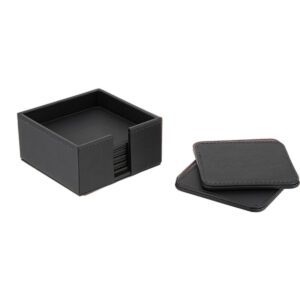 Konrad S PU Leather Square Coaster Set – 6 Pieces
