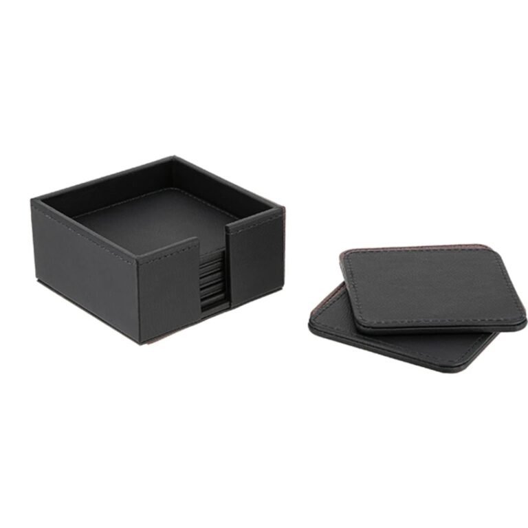 Konrad S PU Leather Square Coaster Set – 6 Pieces