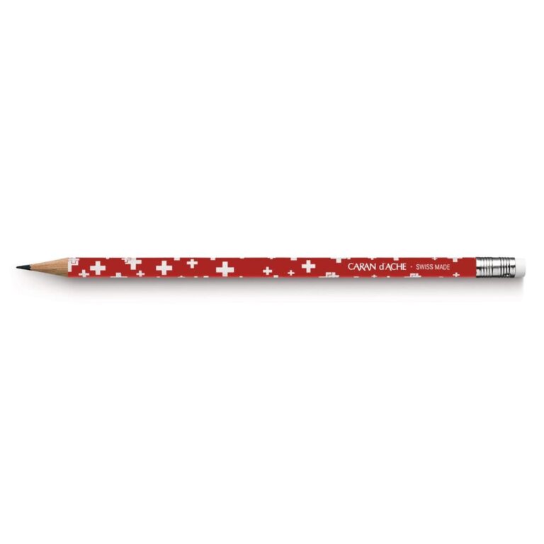 Caran d’Ache Graphite Pencil ‘SWISS FLAG’ with Eraser Tip, Red/White