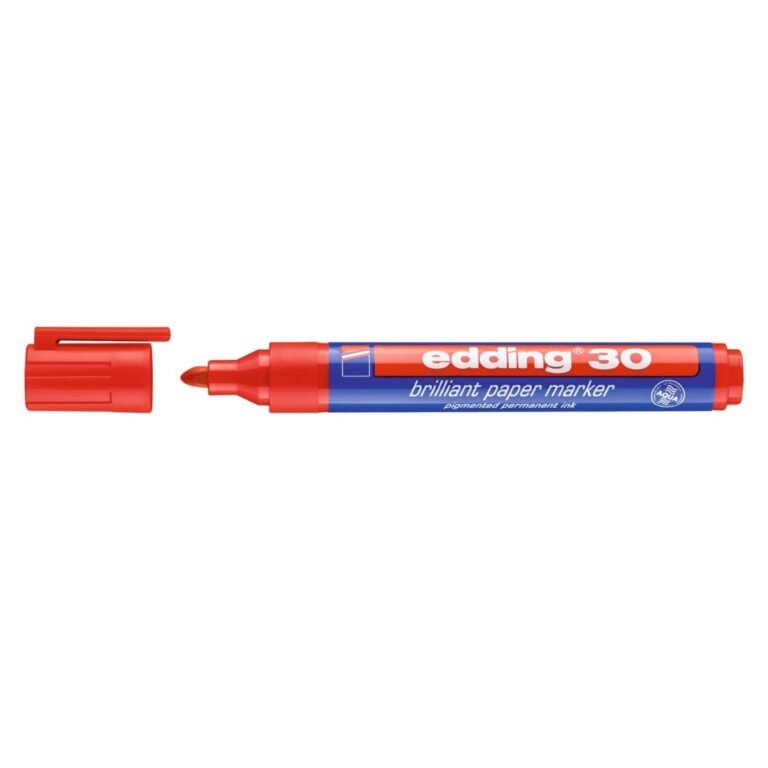edding 30 Brilliant Paper Marker, 1.5-3mm Bullet Tip, Red