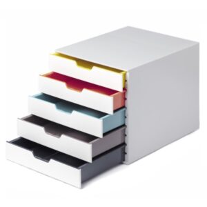 Durable Varicolor MIX 5 – File Cabinet with 5 Colourful Drawers, White/Light Grey