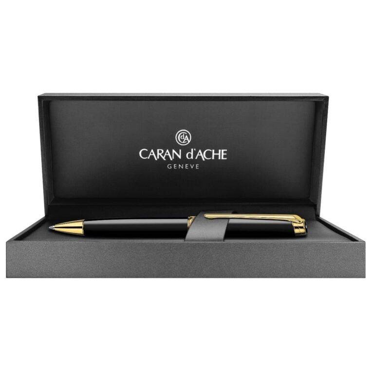 Caran d’Ache LEMAN EBONY BLACK Ballpoint Pen, Black/Gold Plated