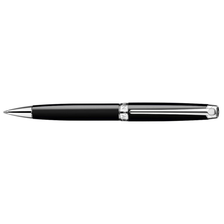 Caran d’Ache LEMAN EBONY BLACK Ballpoint Pen, Black/Silver Plated